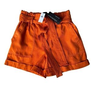 Banana Republic Pumpkin Orange Shorts Elastic Waist Belted Ladies 0